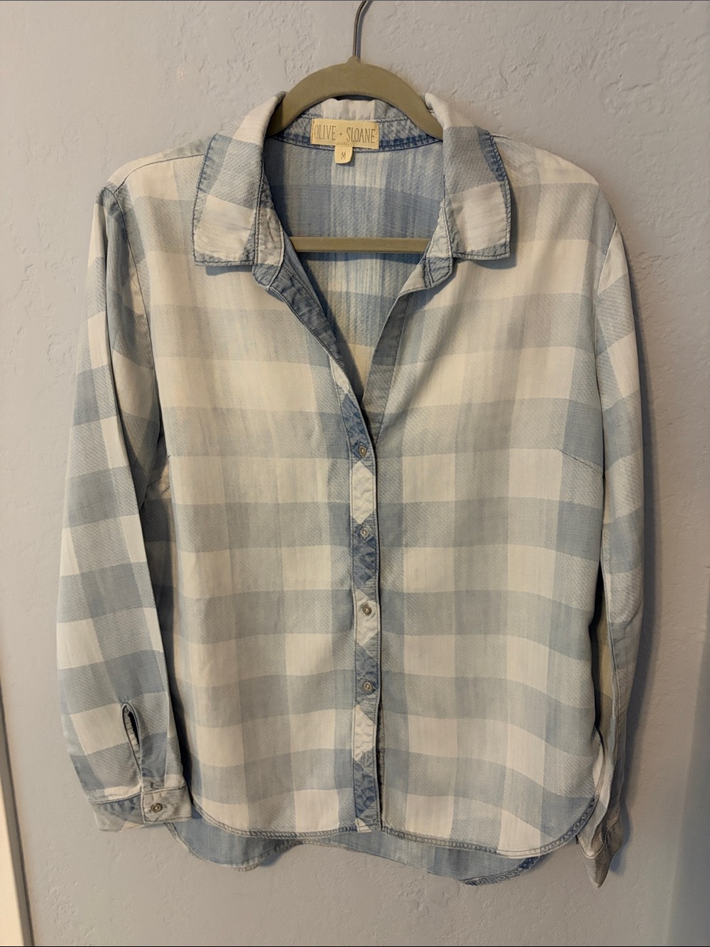 Blue & White Plaid Button-Down Shirt